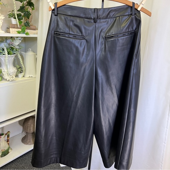 Mango Black Faux-Leather Gaucho Pants - Picture 13 of 16